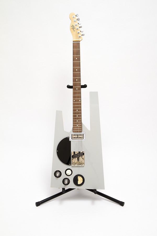 The baratone Opponent on a guitar stand